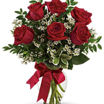 <div id="mark-2" class="m-pdp-tabs-marketing-description">Somebody's gonna get a beautiful surprise. Imagine her smile when this lovely bouquet of roses arrives at her door - for no special reason at all. Except that you love her. You are going to be such a hero.</div>
<div id="desc-2">
<ul>
 	<li>This charming bouquet includes red roses accented with white waxflower, huckleberry and pittosporum along with a red satin ribbon.</li>
 	<li>Delivered in a clear glass vase</li>
 	<li>Standard includes 3 glorious red roses, deluxe has 6 wonderful blooms while premium features an exquisite 9 roses.</li>
</ul>
</div>